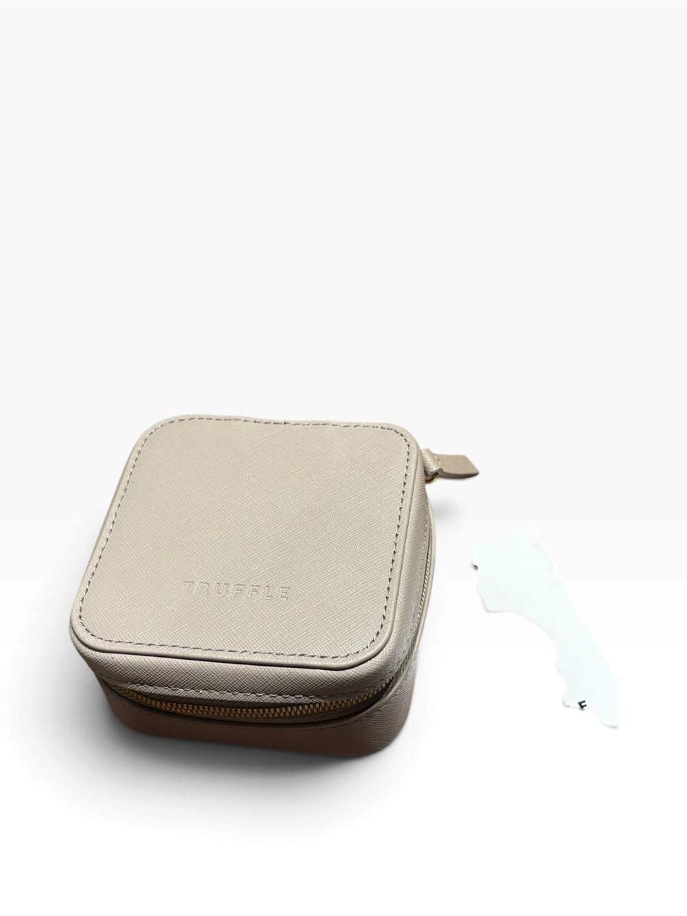 TRUFFLE Square Travel Jewelry Case in Beige NEW